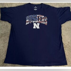Nebraska Huskers American Flag Spell Out Mens 3XL T-Shirt, Fanatics Brand
